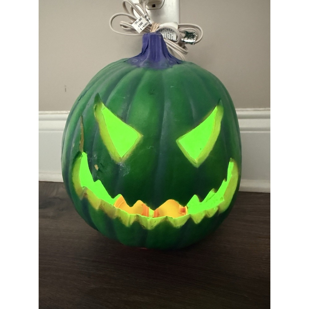 Vtg Halloween Pumpkin Green Foam Mold Light Up Trendmasters 1995 Watermelon